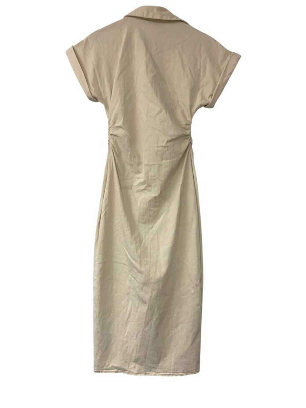 Zara Womens Shirt Dress denim M Ecru Ivory Midi Button Front 8062/622 NWT - Picture 6 of 16